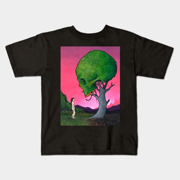 Skull Tree – Low-Hanging Fruit (Eve and the Tree of Knowledge) Kids T-Shirt by LAB Ideas